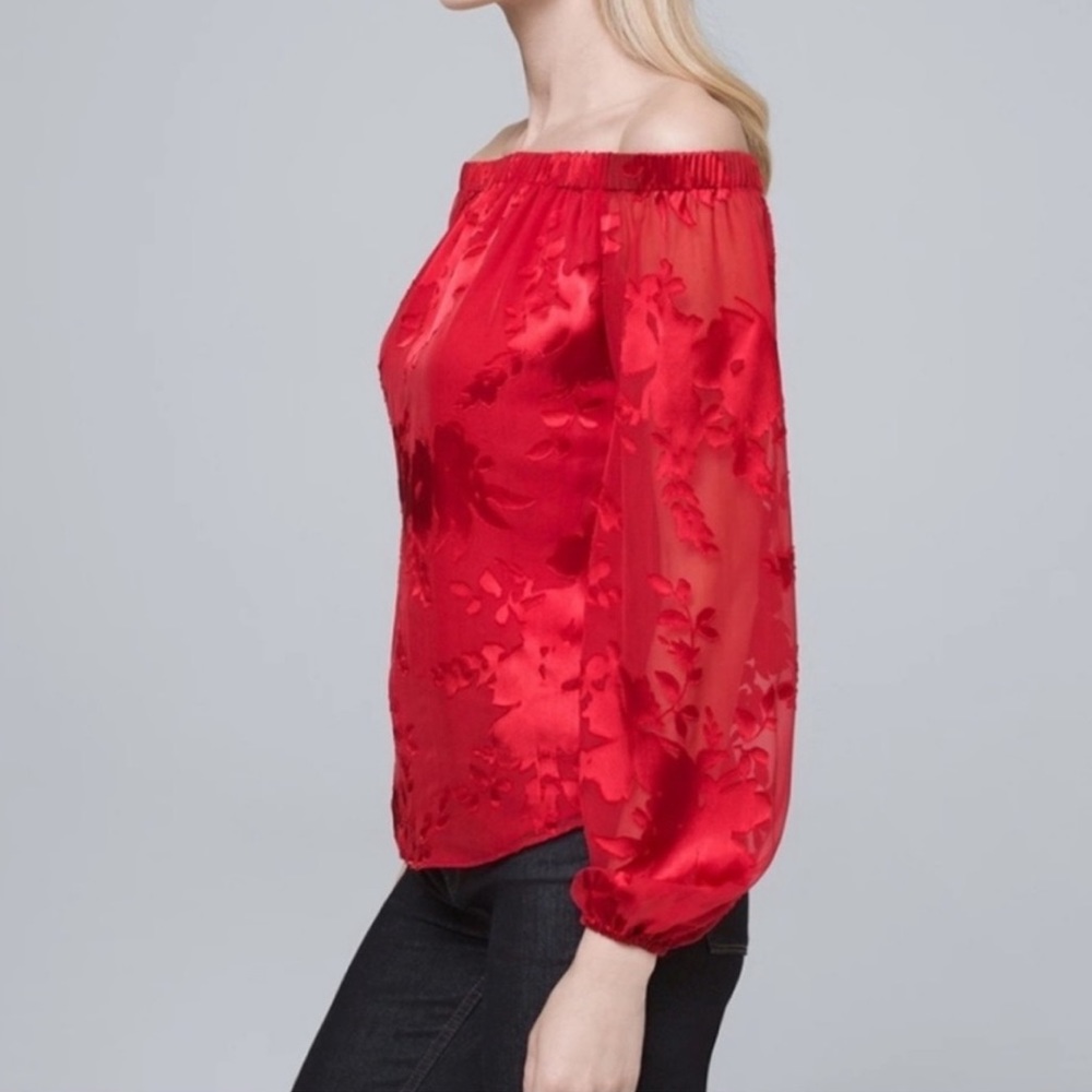WHMB Floral Burnout Off the shoulder top